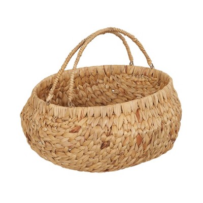 Natural Water Hyacinth Wicker Storage Basket with Handles