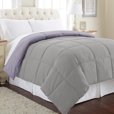 Amethyst and Silver Reversible Microfiber Queen Comforter