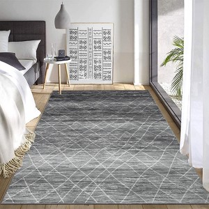 Modern Abstract Machine Washable Area Rugs for Living Room Ultra Soft Non Slip Low Pile Carpet for Bedroom Dining Room - 1 of 4