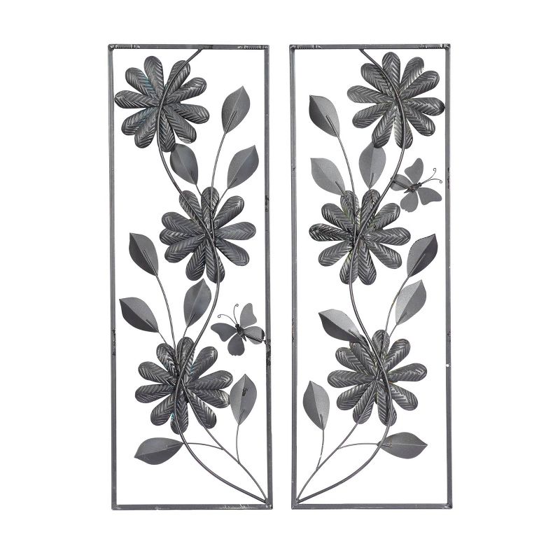 Set of 2 Metal Floral Wall Decors with Gold Frame Green - Olivia &#38; May, 3 of 6