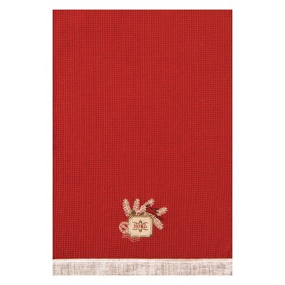 C&F Home Vintage Greetings Red Waffle Weave Cotton Kitchen Towel