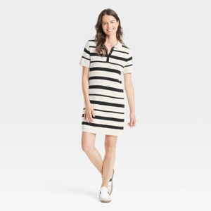 Women's Short Sleeve Mini T-Shirt Dress - Universal Thread™ Cream/Black Striped - 1 of 3