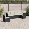 vidaXL Patio Sofa Set with Cushions Outdoor Conversation Furniture Poly Rattan - Black and Cream Without Table - 2 of 4
