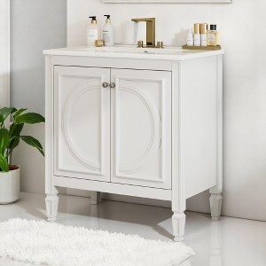 Mshliw 30 Inch Bathroom Vanity with Sink, Freestanding Cabinet with Double Doors and Drawer, Soft Close Hinges, Vintage Style - 1 of 4
