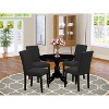 HomeStock 5-Pc Wire Brushed Black Finish Solid Wood Top Dining table with 4 Chairs - 2 of 4