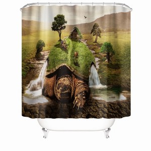 Waterfall And Turtle Shower Curtains for Bathroom Waterproof Fabric Bath Curtain Durable Soft Stylish Bathroom Decor 72x72 Inch - 1 of 1