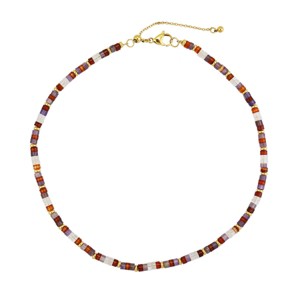 Slate by Rebl Natural Stone Beads Necklace  Stainless Steel - 1 of 4