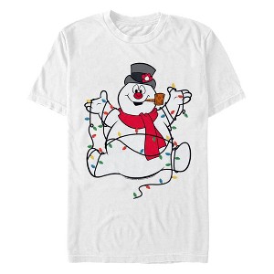 Men's Frosty the Snowman Tangled Christmas Lights T-Shirt - 1 of 3