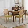 French Country Rattan Back Dining Chairs Set of 2 with Linen Seat and Carved Wood Frame for Dining Room-Cuddlewood - 2 of 4