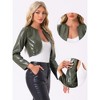 INSPIRE CHIC Women's PU Bolero Open Front Leather Cropped Long Sleeve Jacket - 2 of 4