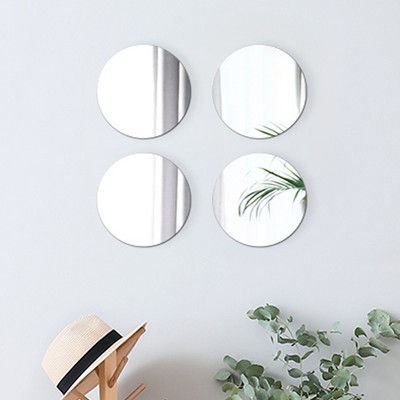 Evideco French Home Goods Set of 4 Small Self-Adhesive Decorative Mirrors – Available in 8 Unique Shapes