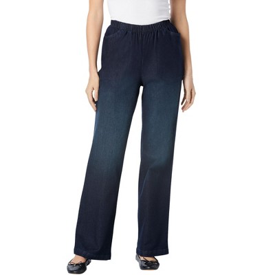 Woman Within Women's Plus Size Petite Wide-Leg Fineline Denim Jean