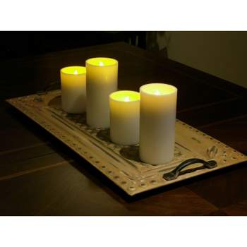 Pacific Accents Flameless 4x5 Ivory Flat Top Wax Pillar Candle