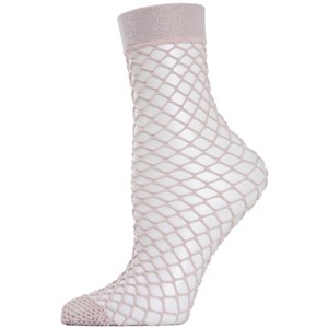 Memoi Women's All Net Shimmery Glitter Fishnet Anklet Sock - 1 of 2