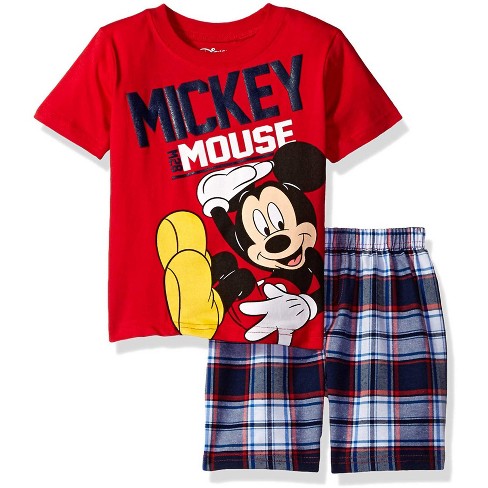 Disney Mickey Mouse Infant Baby Boys T shirt And Shorts Outfit Set Plaid Red 24 Months Target