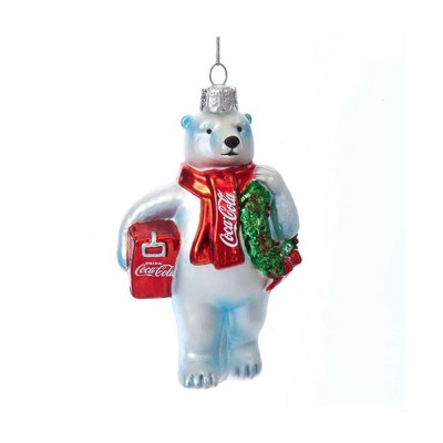 Kurt Adler Glass Ornament for Christmas Tree, Festive Coca-Cola Polar Bear