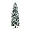 7ft. Slim Flocked Fir Artificial Christmas Tree with 300 Warm White LED Lights & 995 Branches – Sleek Winter Holiday X-Mas Glow - 3 of 4