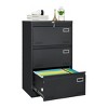 Vynxaria Black 3-Drawer Lateral File Cabinet - Secure Utility Storage Cabinets with Locking Drawers - 4 of 4
