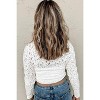 I AM A FASHION JUNKY White Lace Flower See Through Slim Fit Long Sleeve Top - 2 of 4