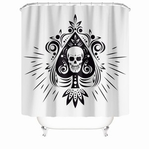 Black Skull Pattern Shower Curtains for Bathroom Waterproof Fabric Bath Curtain Durable Soft Stylish Bathroom Decor 72x72 Inch - 1 of 1