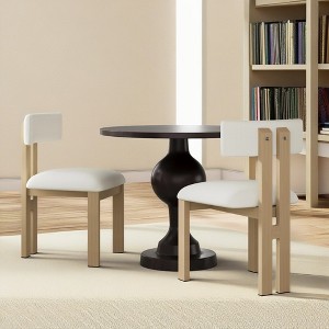 3-Piece Dining Set with Round Table and 2 Upholstered Chairs - 1 of 4