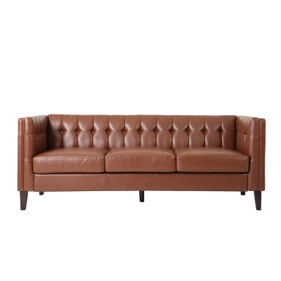 Pondway Contemporary Faux Leather Tufted 3 Seater Sofa - Christopher ...