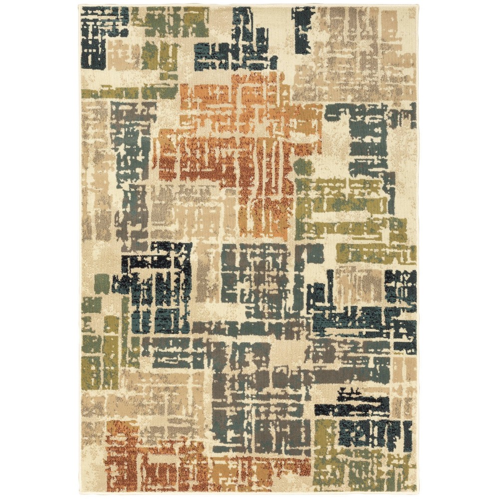 6'7inx9'2in Estrella Distressed Patchwork Rug Orange/Gray - Captiv8e Designs