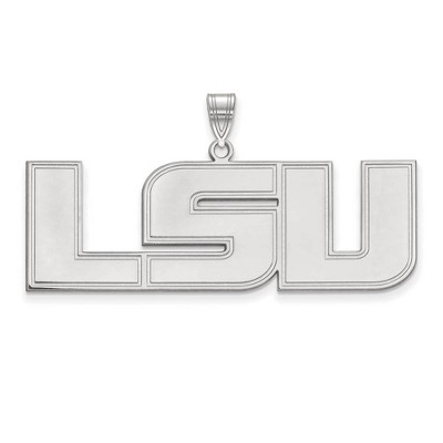 Black Bow Jewelry 14k White Gold Louisiana State Fighting Tigers NCAA Extra Large Pendant