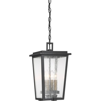 Minka Lavery Modern Outdoor Hanging Light Fixture Sand Black Damp Rated 16 1/4" Clear Seeded Glass for Post Exterior Porch Patio