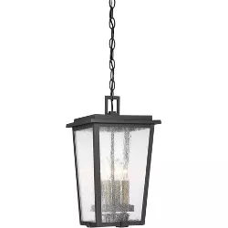 Minka Lavery Modern Outdoor Hanging Light Fixture Sand Black Damp Rated 16 1/4" Clear Seeded Glass for Post Exterior Porch Patio