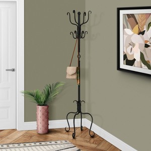 FONTIO Hall Trees, 74" Coat Rack with 8 Hooks, Free Standing Hall Tree for Bedroom Entryway Living Room, Black, 21"*74"*21" - 1 of 4