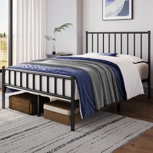 Yaheetech Metal Platform Bed Frame with Spindle Headboard and Footboard - 1 of 4