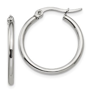 Black Bow Jewelry 2mm Stainless Steel Classic Round Hoop Earrings - 22mm (7/8 Inch) - 1 of 4