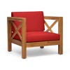 Modern Patio Arm Chair,High-quality Patio Chair With Cross-back Acacia Wood Frame,Patio Chairs With Traditional Slatted Seating-Maison Boucle - 4 of 4