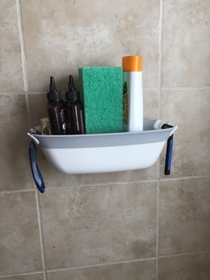 Corner Shower Basket Caddy with Adjustable Power Lock Suction Cups, 2 Hooks  - SlipX Solutions