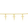 Bella Silver Sterling Silver, Cross Charms Rolo Chain Anklet - Gold Plated - Gold - 9+1 Inch - 2 of 3