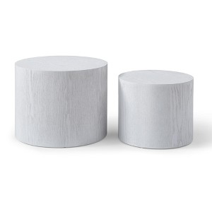 VYNXARIA Round Coffee Table Set of 2, Nesting Coffee Tables for MDF with veneer .for living room,office,bedroom,Natural, 4Colors WHITE - 1 of 4