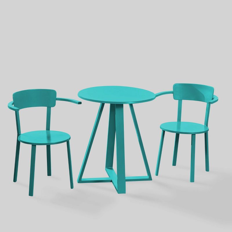 Haiti 3pc Iron Patio Bistro Set - Matte Teal - Christopher Knight Home, 3 of 7