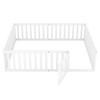 CAVINAS Twin Size Bed Frame, Wood Daybed Frame with Fence and Door, Floor Bed for Kids, Teens, Girls, Boys, Floor Platform Bed - 2 of 4
