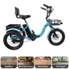 Topteng Folding Electric Trike, 3 Wheel Bicycle with Wide Seat, Blue/Yellow - 3 of 4