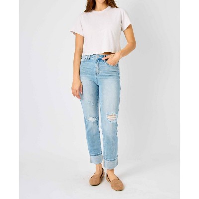 Women's Mid Rise Americana Flag Cuff friend Jean - Judy Blue