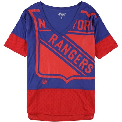 G-III Sports Womens New York Rangers Graphic T-Shirt, Blue, Small