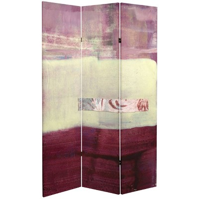 6" Double Sided Canvas Room Divider Burgundy - Oriental Furniture