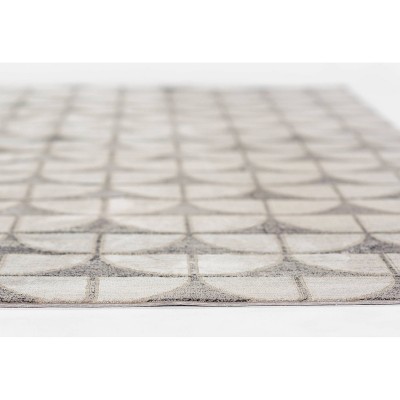 Charcoal Geometric Polyester Runner Rug, 2'2" x 7'7"