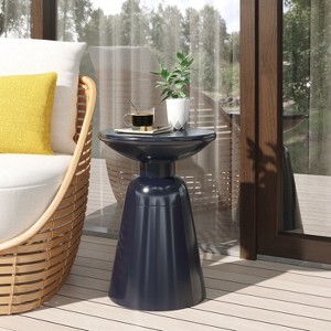 Modern Iron Outdoor End Table No Assembly Large Size,grey-Christopher Knight Home - 1 of 4