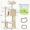 NAYSAYE 44 "Cat Tree Tower Cat Tree Cat Scratching Post Cat Tower Pet Sisal Grab Post Indoor Apartment Plush Toys Rest Play, Beige, 17.7"*13.8"*44.5" - 3 of 4