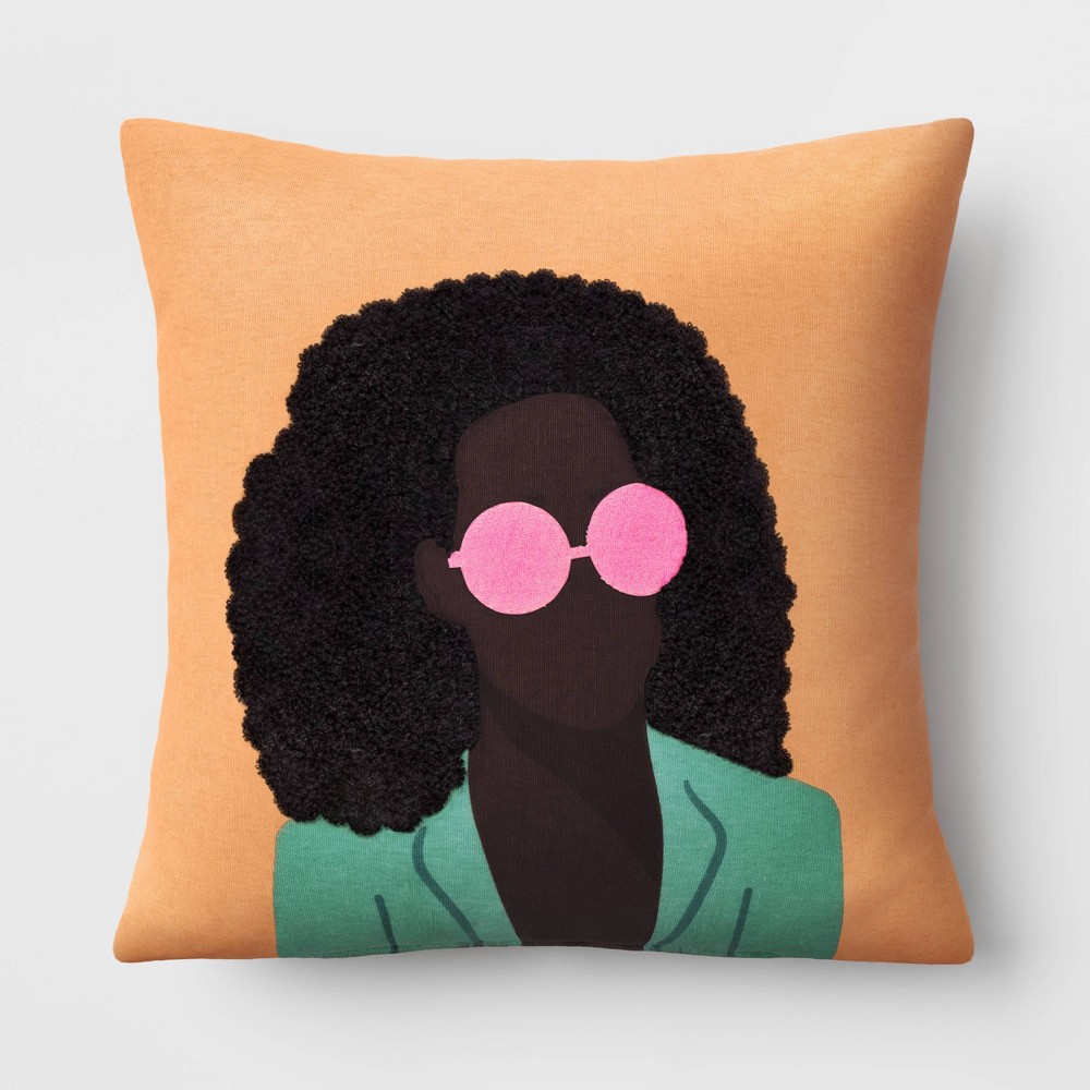 Square Woman Pink Sunglasses Embroidered Cotton Throw Pillow ハイエース純正テールランプ
