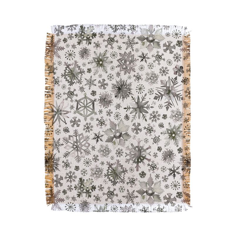 Ninola Design Winter Stars Snowflakes Gray 56"x46" Woven Throw Blanket - Deny Designs, 1 of 5