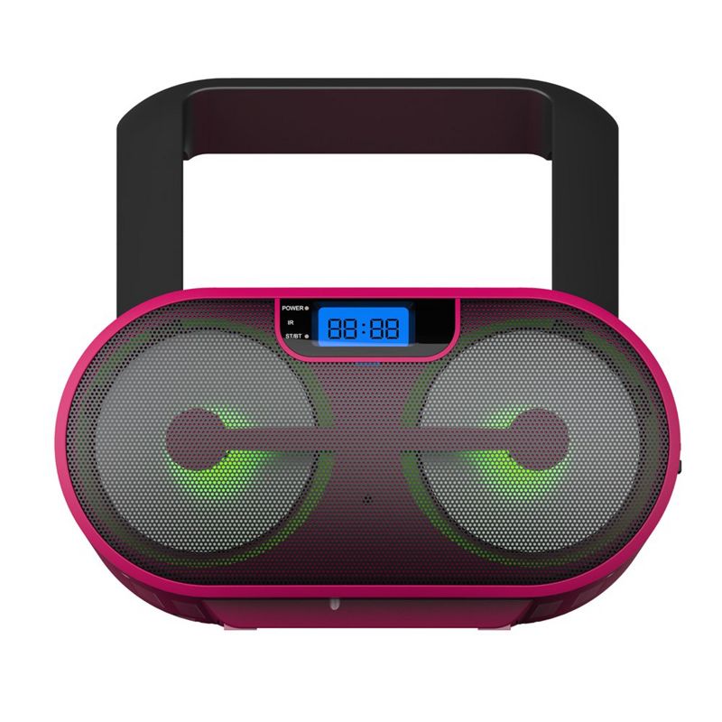 Riptunes  MP3, CD, USB, SD, AM/FM Radio Boombox with Bluetooth, Remote Control Included - Pink, 5 of 6