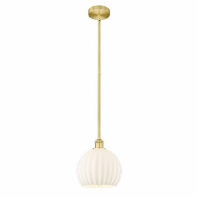 White Venetian - 1 Light Stem Hung Mini Pendant In Modern Style-11.25 Inches Tall and 10 Inches Wide
